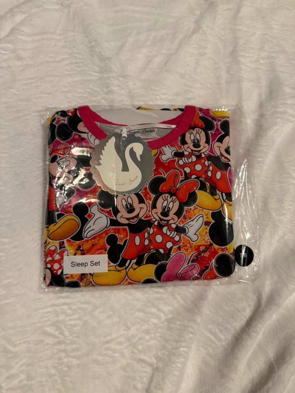 7/8 Sugar Swan Minnie Mickey 2 Piece Bamboo Pajama *New in Bag*